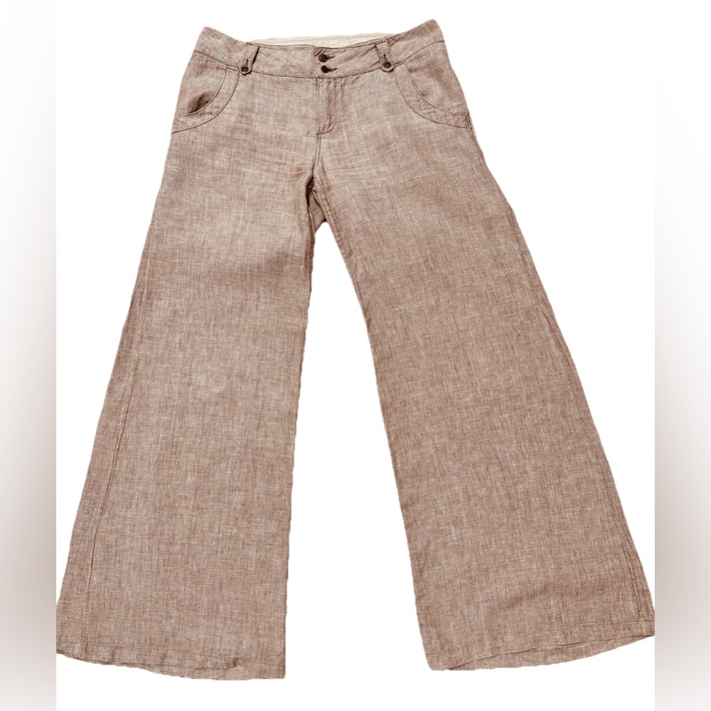 Arden B Tan Linen Pants Wide Leg 10 Minimalist Classic Y2K Business Casual Boho